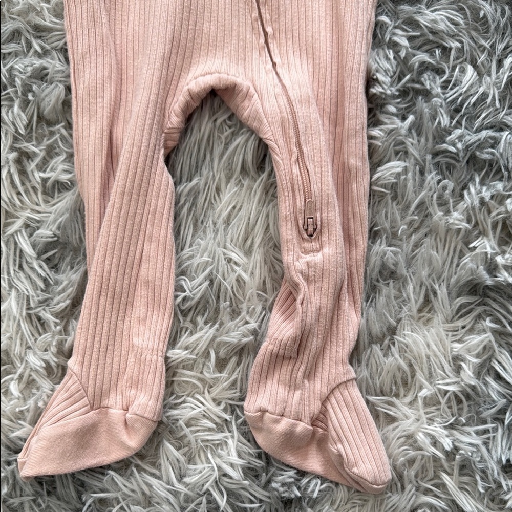 Cozy Pink Ribbed Kids One Piece - Picture 3 of 4